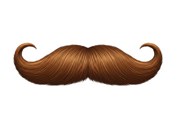 Classic handlebar mustache, elegant brown hair with curled ends