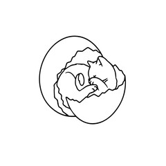 Cat hatching from egg minimalist line art illustration.