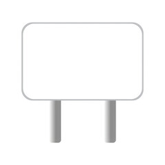 Blank white sign on two posts isolated on transparent background