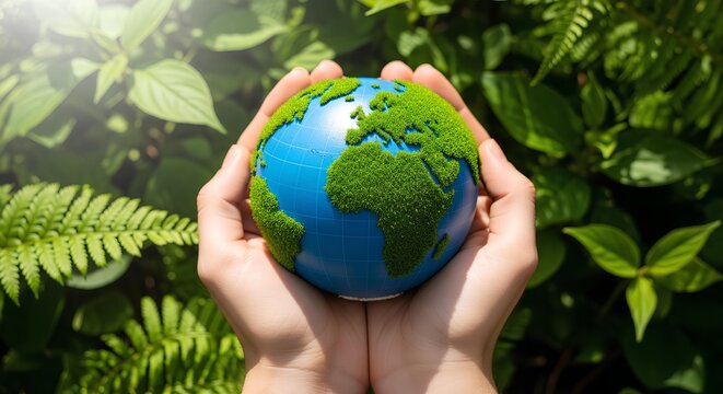Green Earth In Hands Environmental Protection Sustainability Save The Planet, highlighting eco awareness, nature care, renewable concepts, and global responsibility