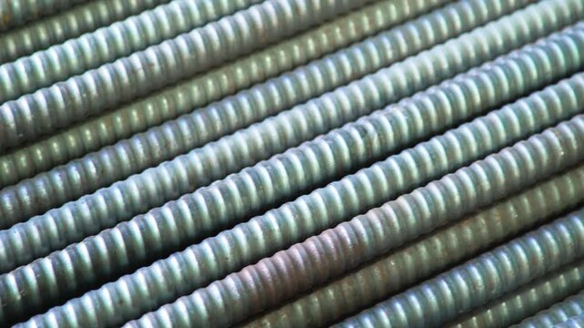 Close-up Threaded Metal Rods Industrial Construction Fasteners