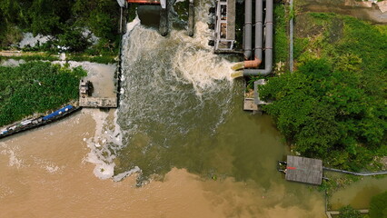 Irrigation System Aerial River Flood Agriculture View Landscape