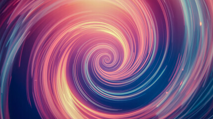 Abstract swirling ribbons of light forming a spiral clock shape, fading into a clean gradient background with central top copy space.