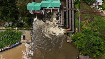 Irrigation System Aerial River Flood Agriculture View Landscape