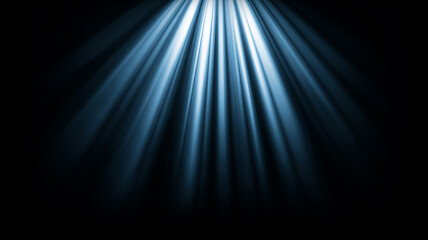 A dramatic cone of light rays breaking into darkness symbolizing revelation, security exposure, and data breach awareness in abstract visual form.
