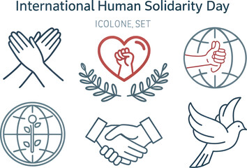 Fototapeta premium International Human Solidarity Day Icons ? Peace, Unity, and Global Cooperation Symbols.eps