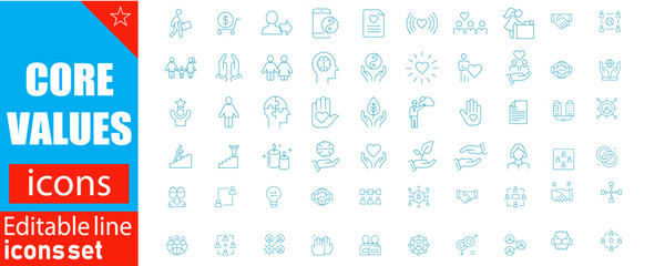 Discover core values icons perfect for brand guidelines, team building, and ethical business designs with a clean, modern aesthetic and professional appeal