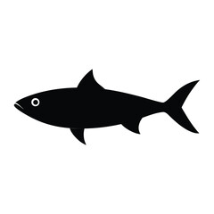 sardine fish minimal solid black vector on white