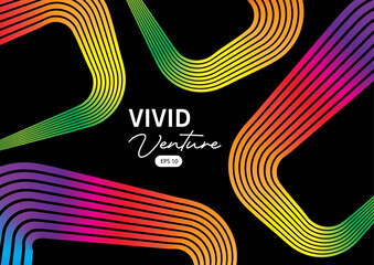 Vibrant Gradient Line Poster with Modern Abstract Flowing Geometric Shapes