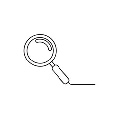 Magnifying glass line icon divider, minimalist loupe outline, search symbol vector, monoline black and white UI icon isolated on white EPS SVG clipart