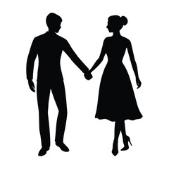 Couple Holding Hands Silhouette