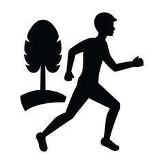 Man Running in Park Silhouette