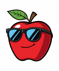 Apple Wearing Sunglasses Fun Cartoon Artwork