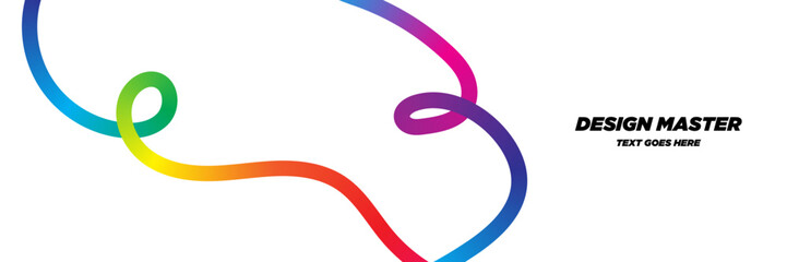 Abstract Gradient Color Pattern &ndash; Wave Rainbow Ribbon Background and Line Graphic Elements