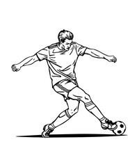 Obraz premium Man Playing Football Outline Vector Art