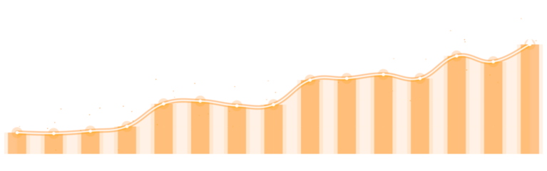Abstract Orange Growth Chart with White Line and Circles on Transparent Background