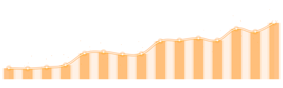 Abstract Orange Growth Chart with White Line and Circles on Transparent Background - Powered by Adobe