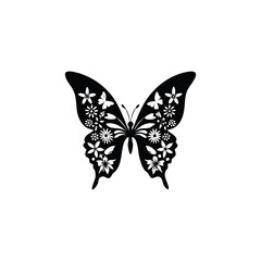 Butterfly with floral pattern on wings delicate insect symmetrical design natural element art illustration graphic design isolated on white background isolated on transparent background