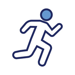 Blue Running Illustration Vector Icon with Outline for Fitness Design