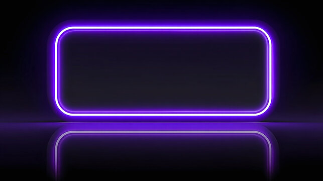 A glowing purple rectangle with rounded corners, against a dark backdrop with reflection