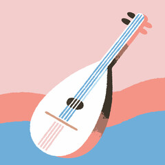 Stylized lute instrument with abstract background