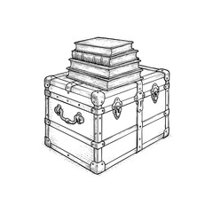 Steamer trunk with books