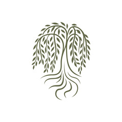 Minimalist willow tree with roots © Miranda