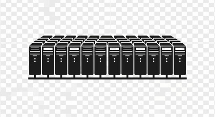 Powerful server farm illustration showing data storage and cloud computing, ideal for technology and business themes, scalable vector graphics included