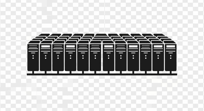 Powerful server farm illustration showing data storage and cloud computing, ideal for technology and business themes, scalable vector graphics included