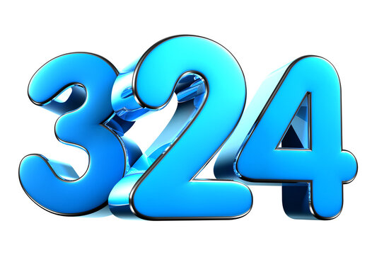 Blue number 324 3d illustration. Advertising signs. Product design. Product sales