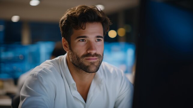 Engineer analyzing real-time performance metrics on a transparent digital screen inside a data store room — data optimization, predictive analytics, and advanced IT monitoring environment. - Powered by Adobe