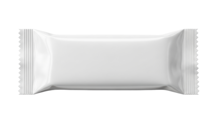 Minimalist blank white packaging for snack or candy with crinkled edges