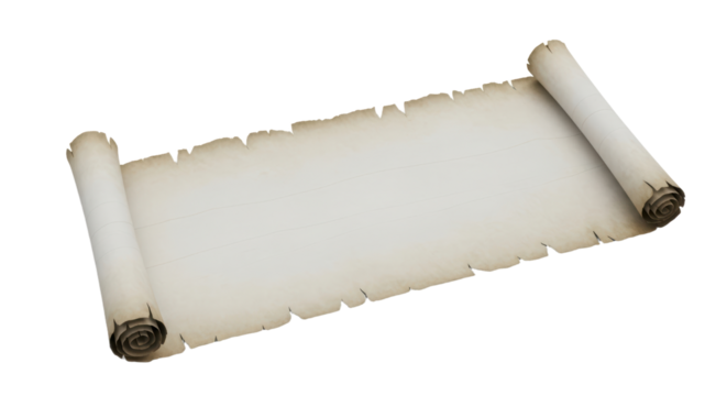 Ancient blank papyrus scroll unrolled for historical or educational use