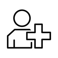 Add user icon isolated on for new account creation and profile management purposes