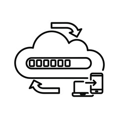 Cloud computing sync between computer and mobile phone isolated on