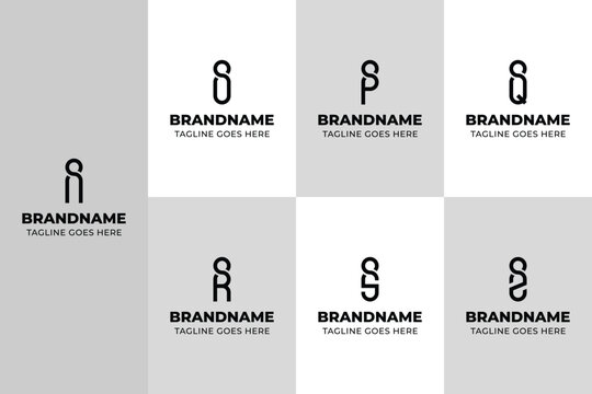 Letters IN IO IP IQ IR IS IZ Monogram Logo Set, for NI OI PI QI RI SI ZI Initials