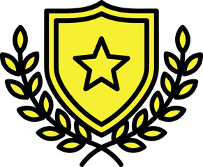 Award shield with star and laurel wreath vector