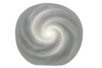 Circular storm system with a dense white cloud swirl, forming a powerful cyclone or typhoon on a transparent background