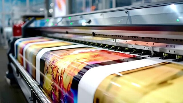 Large format inkjet printer printing colorful images