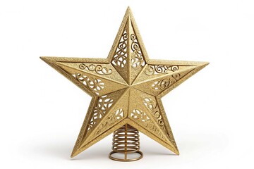 Fototapeta premium Ornate gold glitter christmas tree topper star Nice
