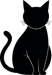 Black cat silhouette Bold vector illustration icon