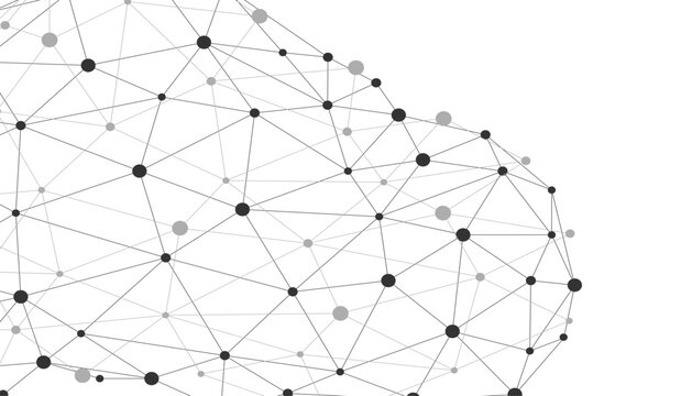 Abstract connecting dots and lines with Cloud computing technology on white and grey background.