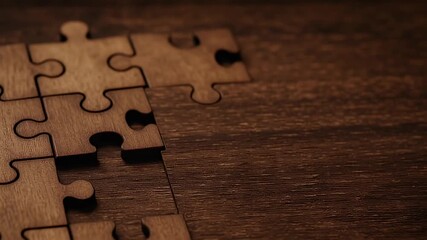 Business model strategy concept wooden puzzle piece held by hand connection planning entrepreneurship teamwork solution strategy innovation crafted from wooden puzzle piece conveying planning