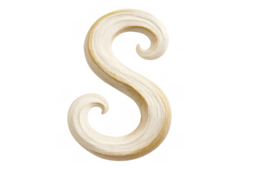 Letter s forming from flowing blonde hair strands, a creamy typographic element for beauty, style, and alphabet designs