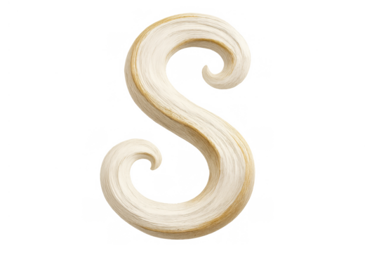 Letter s forming from flowing blonde hair strands, a creamy typographic element for beauty, style, and alphabet designs