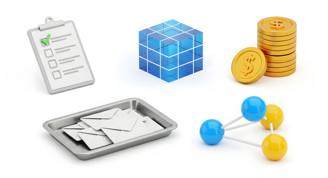 Collection of Business and Science Related Icons and Symbols.