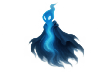 Ethereal blue phantom spirit hovering and glowing, symbolizing a magical ethereal concept. Perfect for halloween or fantasy themes