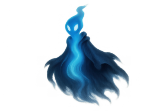 Ethereal blue phantom spirit hovering and glowing, symbolizing a magical ethereal concept. Perfect for halloween or fantasy themes