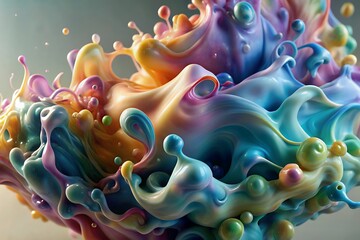 Vibrant colorful liquid splashes abstract art