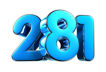 Blue number 281 3d illustration. Advertising signs. Product design. Product sales